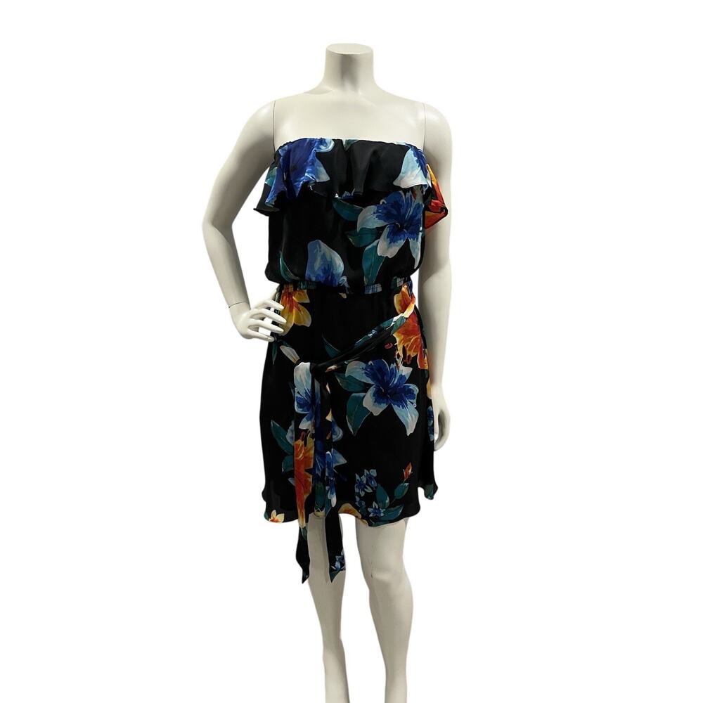White House Black Market Lined Sheath Dress Women Sz S Colorful Floral Strapless